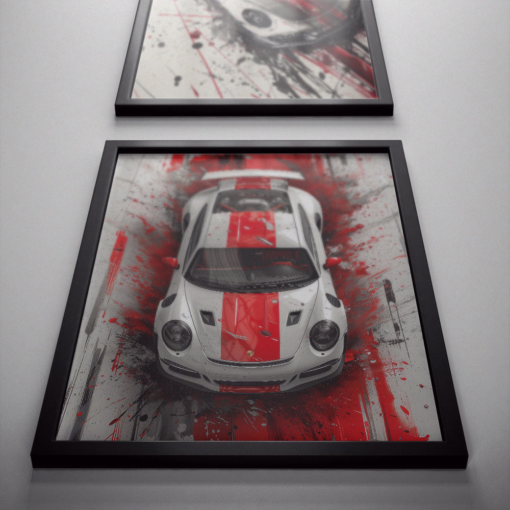 Porsche Red Splashed Poster