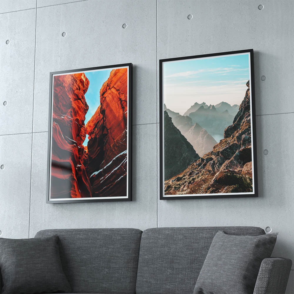 Golden Horizon: A Captivating Orange Rocks Landscape Poster