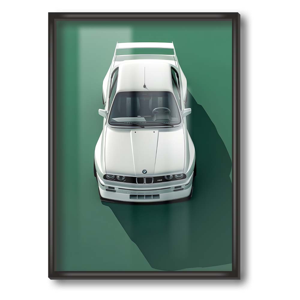 BMW E30 M3 White/Green Poster