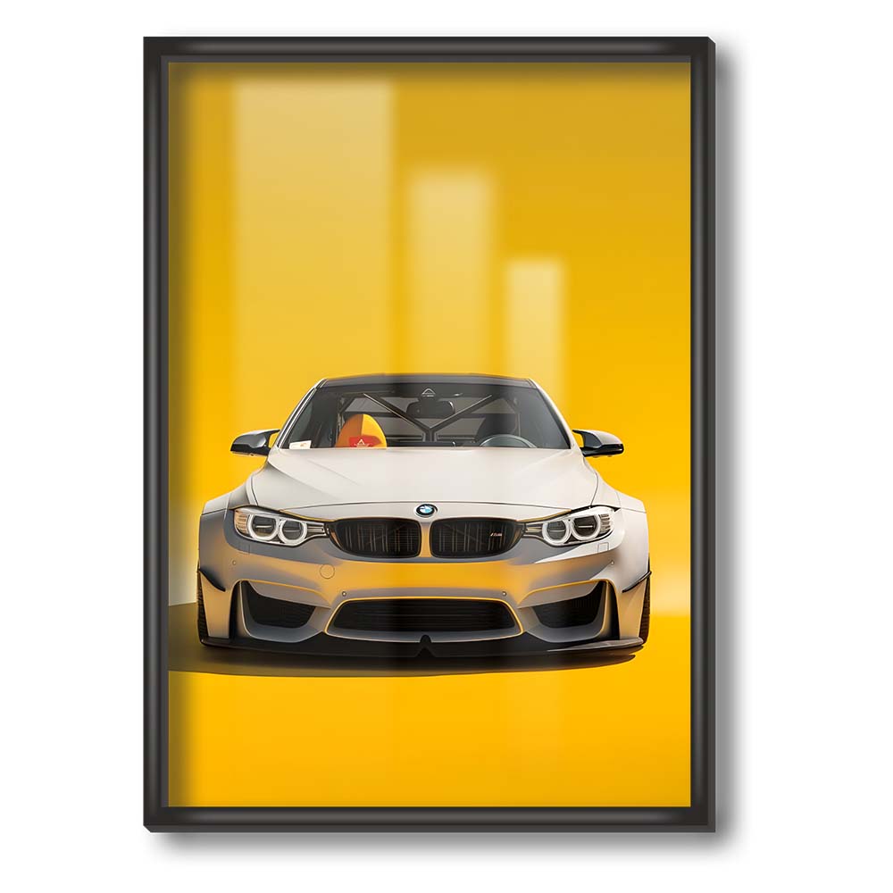 BMW F82 М4 White/Yellow Poster