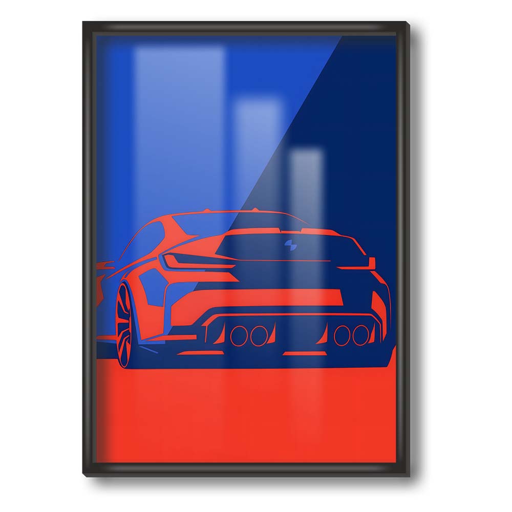 BMW M4 Art Red/Blue Poster