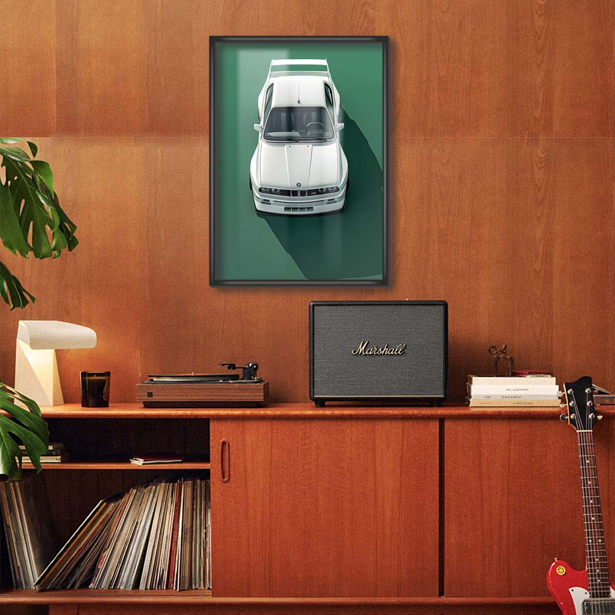 BMW E30 M3 White/Green Poster