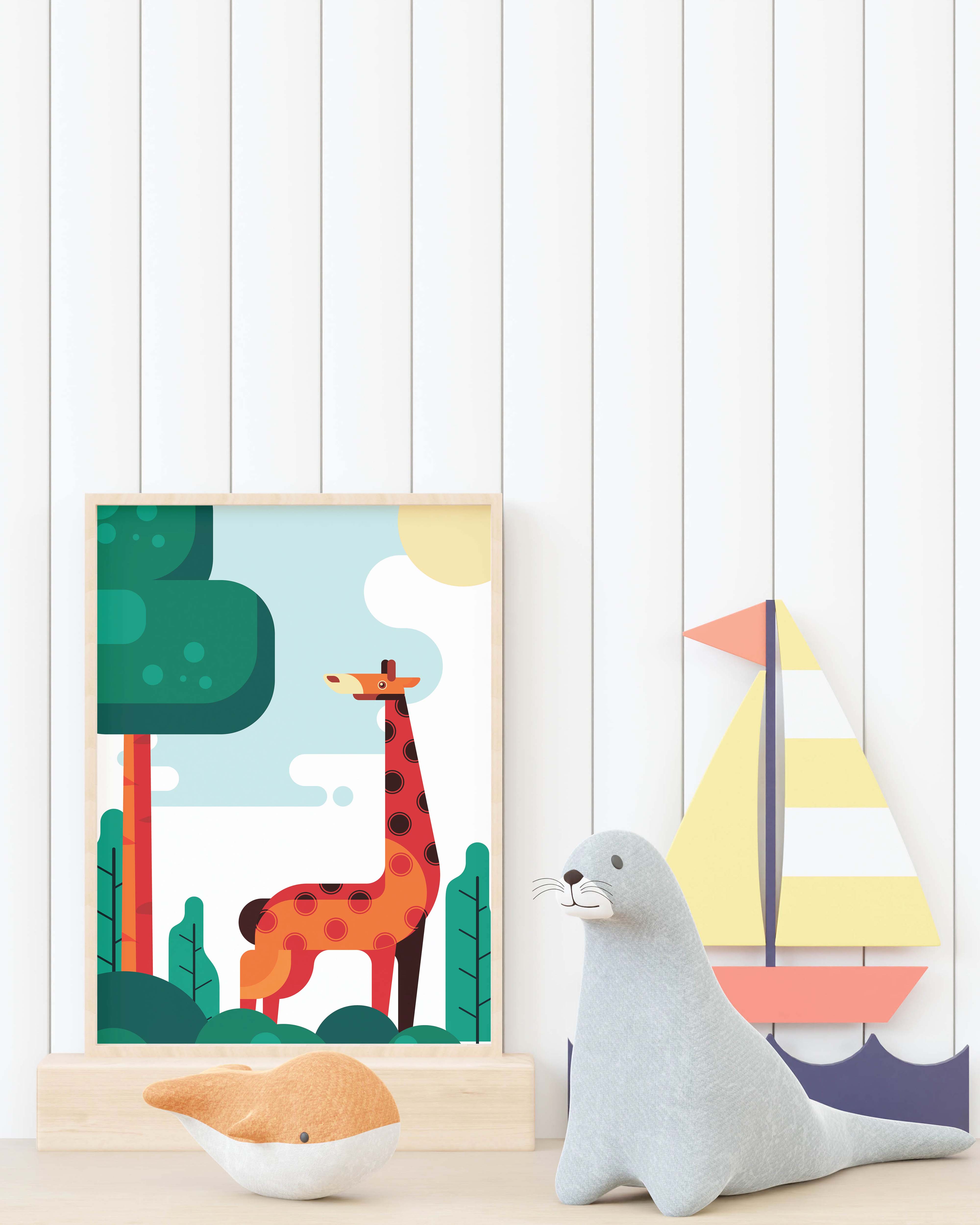 Giraffe Landscape Poster