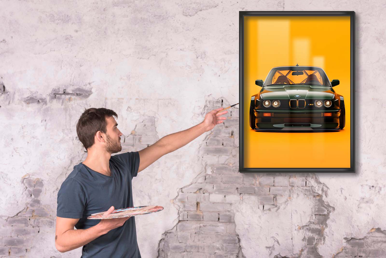 BMW E30 M3 Yellow/Irish Green Poster